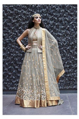 Grey Indian Couture Bridal Lehenga Best Designer Wedding Dress