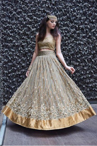 Grey Indian Couture Bridal Lehenga Best Designer Wedding Dress