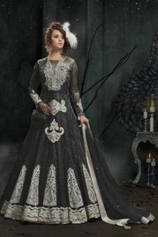 Black Evening Gown Indian Anarkali Dress