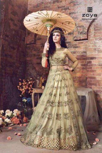 Green Net Anarkali Suit Indian Wedding Mehndi Mayoun Dress
