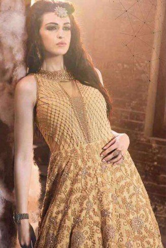 18002 LIGHT BROWN ZOYA EMERAID WEDDING WEAR LEHENGA