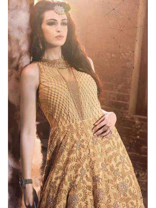 18002 LIGHT BROWN ZOYA EMERAID WEDDING WEAR LEHENGA