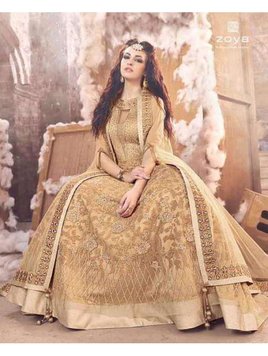 18002 LIGHT BROWN ZOYA EMERAID WEDDING WEAR LEHENGA