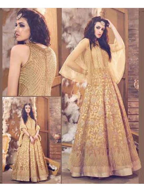 18002 LIGHT BROWN ZOYA EMERAID WEDDING WEAR LEHENGA