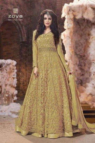 Green Embroidered Indian Wedding Anarkali Gown