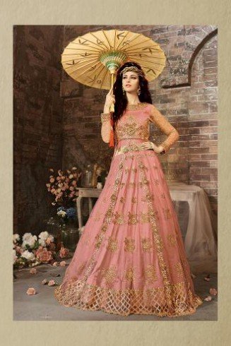 Baby Pink Indian Gown Traditional Wedding Dress