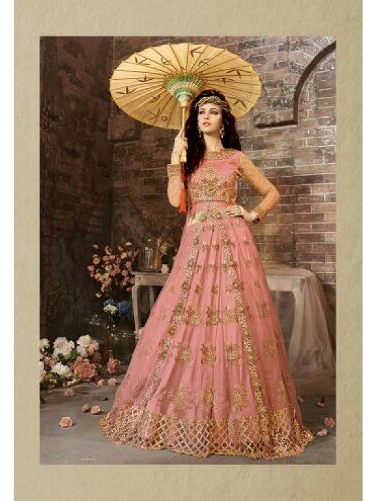 Baby Pink Indian Gown Traditional Wedding Dress
