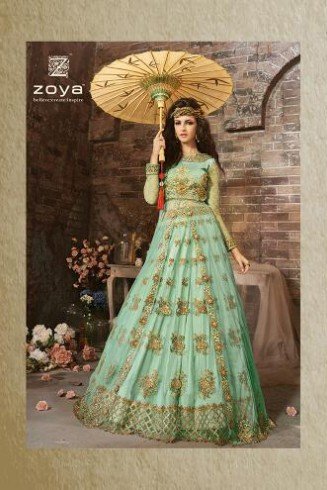 Teal Green Designer Anarkali Net Gown Indian Wedding Dress