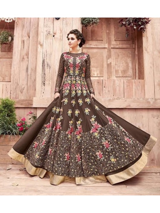 Dark Brown Bridal Wedding Anarkali Suit