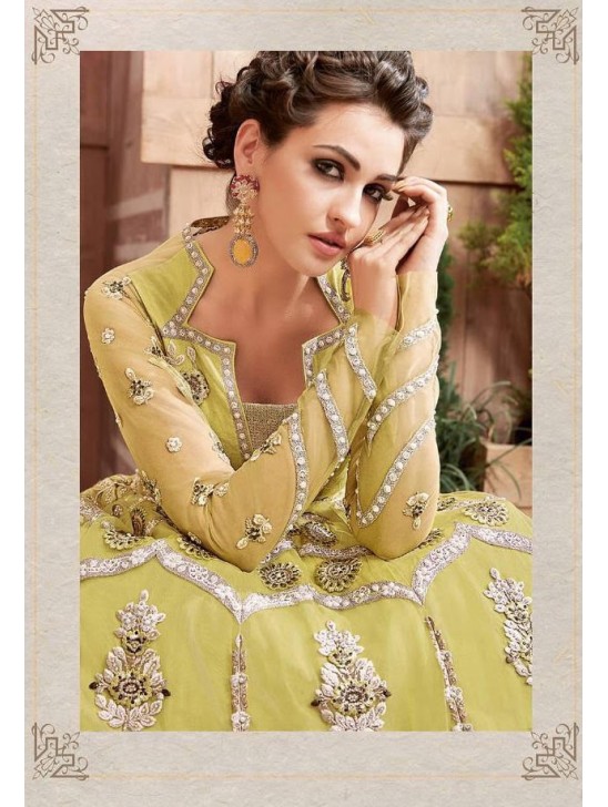 Yellow Embellished Indian Wedding Gown Party Dress