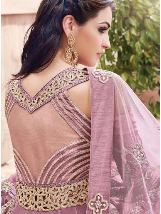 Light Purple Thread Embroidered Gown Traditional Anarkali Suit