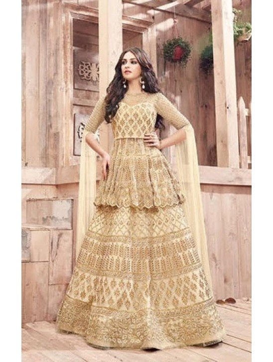 Gold Heavy Embroidered Lehenga Indian Wedding Outfit