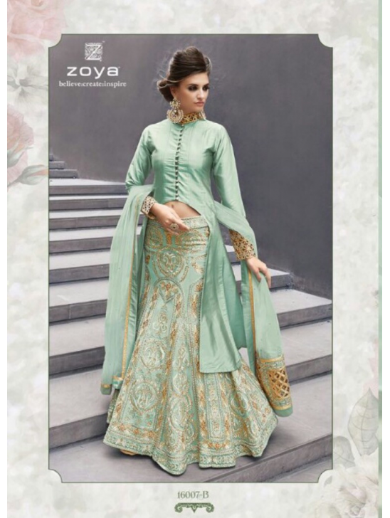 Mint Green Embroidered Lehenga Choli Indian Wedding Dress