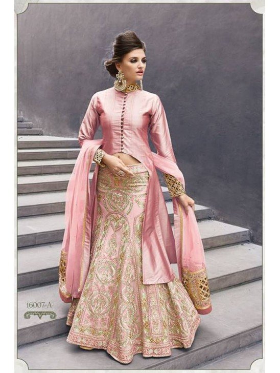 Rose Pink Sequin Party Wear Lehenga