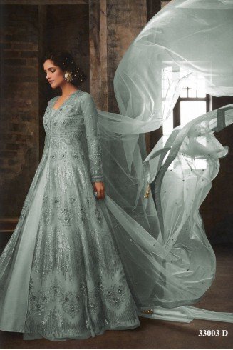 Grey Sequin Party Gown Indian Designer Wedding Suit