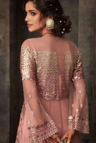 Rose Pink Detailed Embroidered Bridal Gown