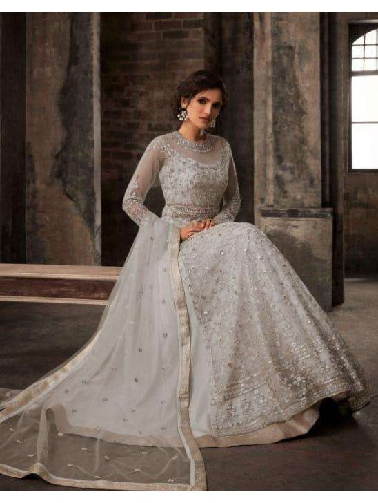 Jet Stream Pakistani Bridal Dress Net Embroidered Gown