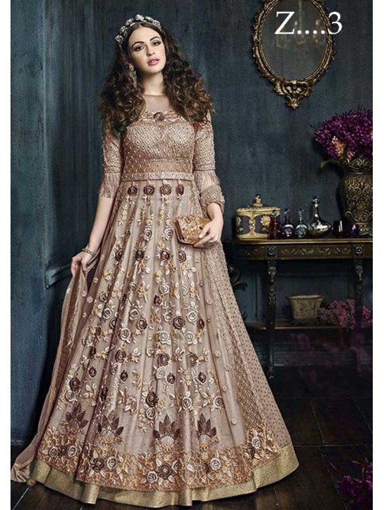 Nude Heavy Embellished Gown Indian Evening Dress
