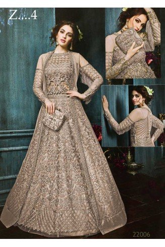 22003-B LIGHT RUST HEAVY EMBROIDERED INDIAN BRIDAL WEDDING LEHENGA