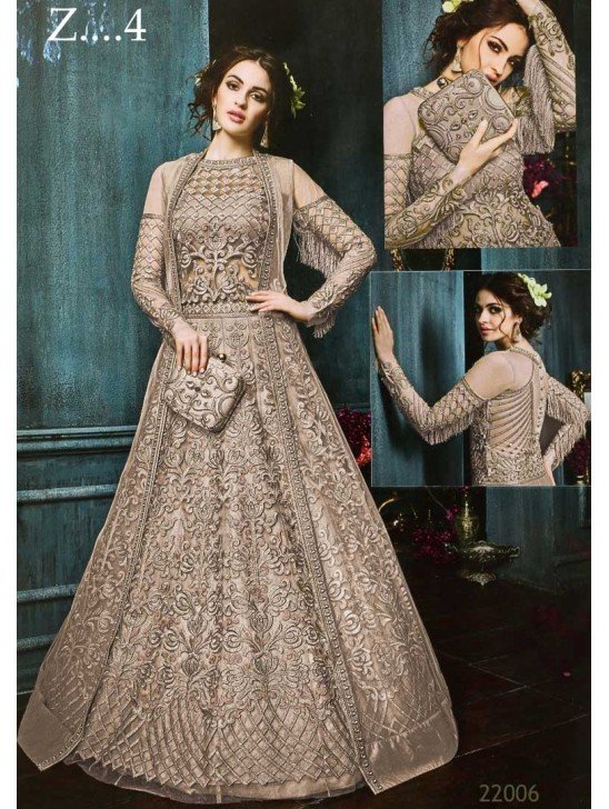 22003-B LIGHT RUST HEAVY EMBROIDERED INDIAN BRIDAL WEDDING LEHENGA