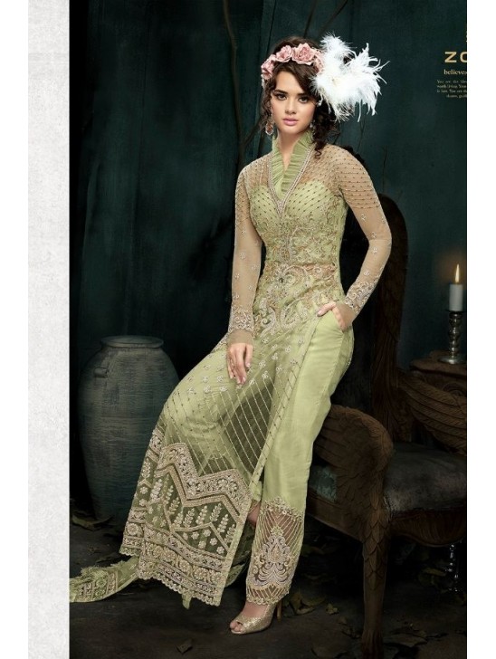 OLIVE INDIAN DESIGNER WEDDING AND BRIDAL GOWN