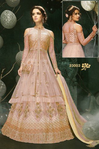 PEACH NOUGAT INDIAN DESIGNER WEDDING AND BRIDAL GOWN