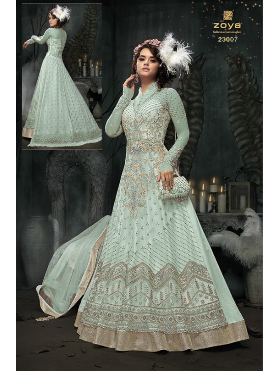 Turquoise Indian Wedding Dress Maxi Gown