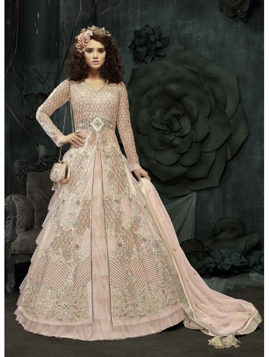 Baby Pink Wedding Anarkali Suit Indian Bridal Gown