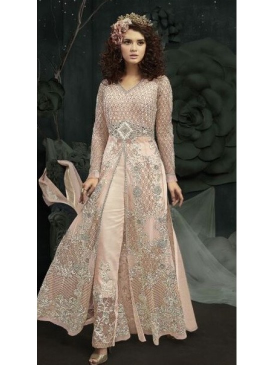 Baby Pink Wedding Anarkali Suit Indian Bridal Gown