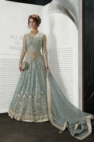 Grey Asian Pakistani Indian Bridal Elegant Dress 