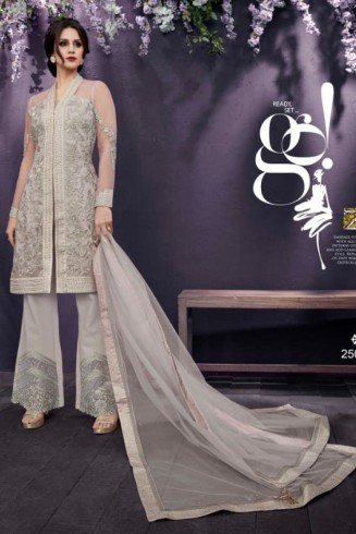 Silver Grey Indian Wedding Salwar Suit Desi Wedding Outfit 