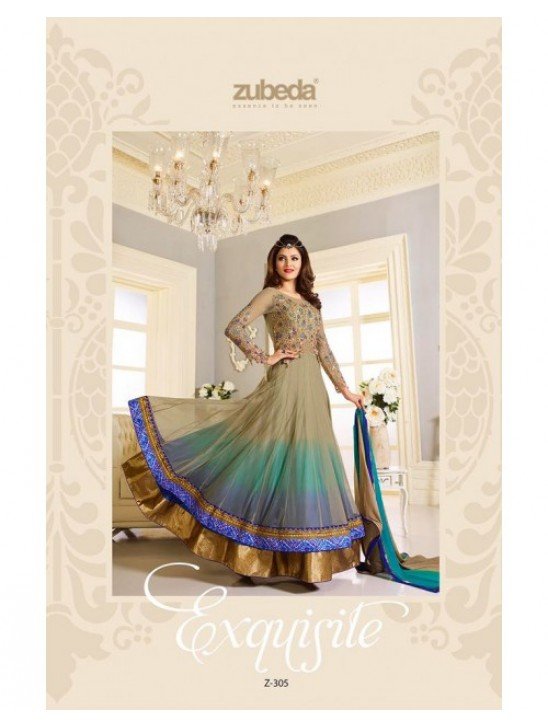 Blue Green Dress Long Evening Gown Indian Suit Anarkali