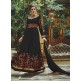 BLACK FLORAL EMBROIDERED EVENING AND WEDDING WEAR GOWN