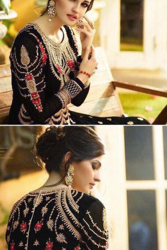 BLACK EMBROIDERED EVENING AND WEDDING WEAR ANARKALI GOWN