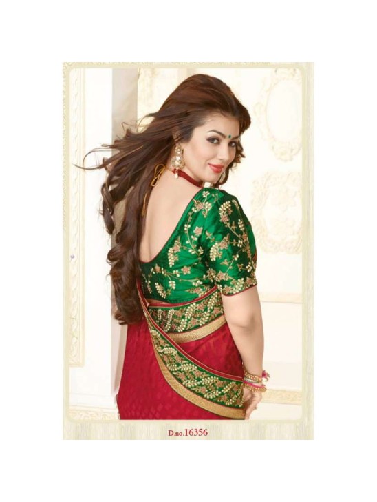 ZKH16356 Red With Green Kasheesh Sheesha Designer Saree