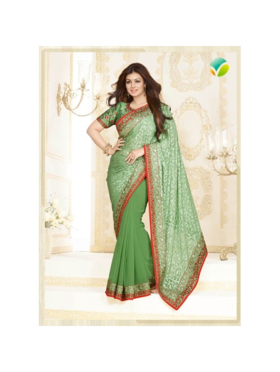 ZKH16358 Light Green Kasheesh Sheesha Designer Saree