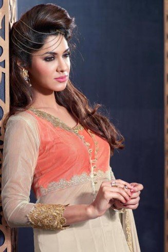 MS2310 - ORANGE AND CREAM MAISHA HARMAN PARTY WEAR SUIT