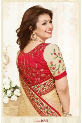 KH16351 Beige With Red Kasheesh Sheesha Designer Saree