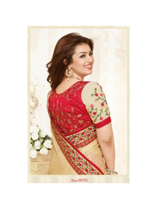 KH16351 Beige With Red Kasheesh Sheesha Designer Saree