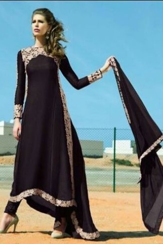 BESTSELLER ME 11058-B BLACK VOGUE EMPRESS STYLISH TRAIL ANARKALI SUIT