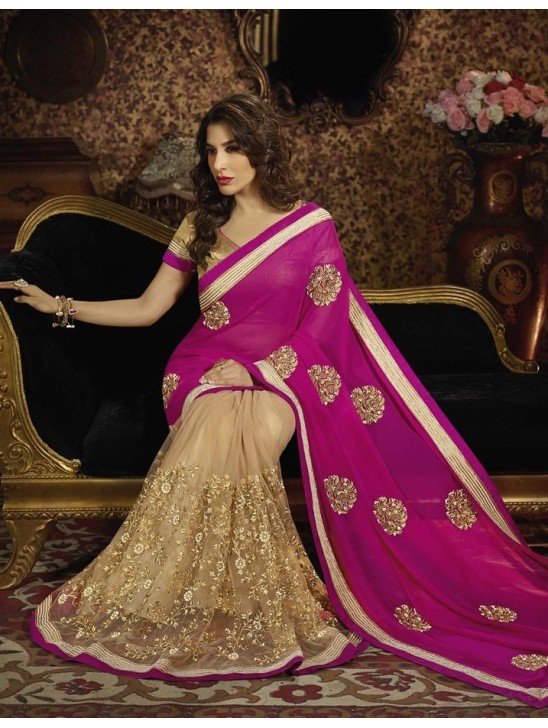 ZAM82 PINK AND BEIGE AMAIRA DESIGNER SAREE