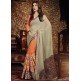 Orange & Grey Indian Designer Party Saree