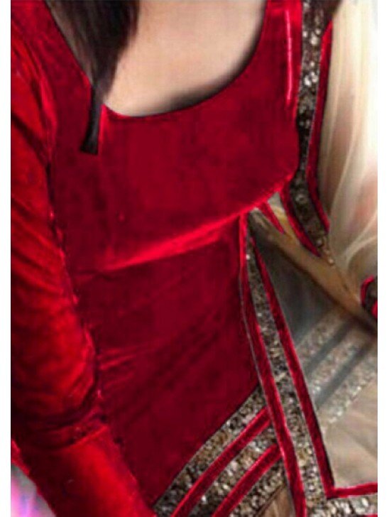 SJV01Velvet Red Salwar Kameez Suit