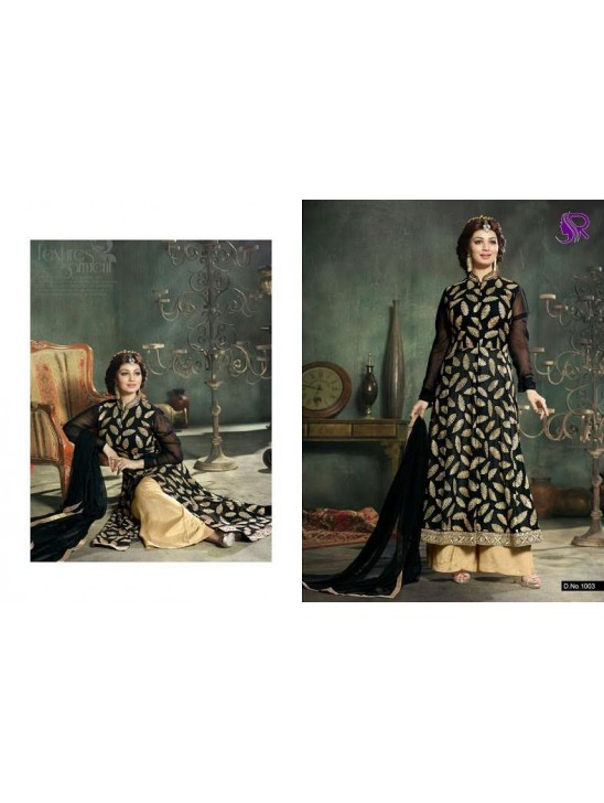 U1003 BLACK AYESHA TAKIA ANARKALI STYLE SALWAR KAMEEZ SUIT