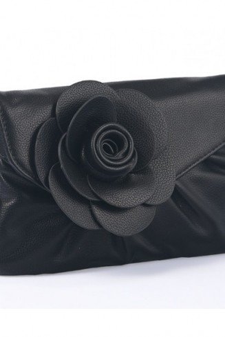 Designer Inspired Purple And Black Flower Clutch Bag/Evening Bag