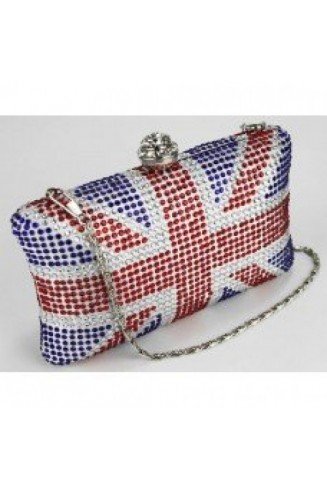 Beautiful Union Jack Diamonte Crystal Studs Clutch Bag 