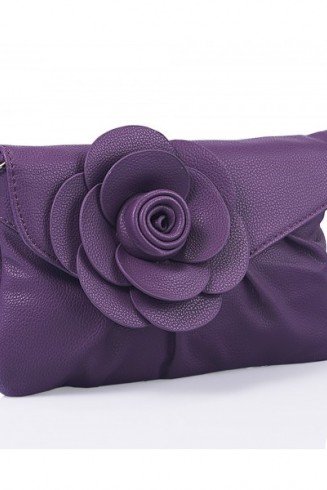 Designer Inspired Purple And Black Flower Clutch Bag/Evening Bag