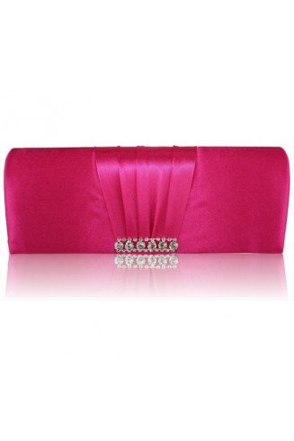 Pink Crystal Satin Clutch/Evening Bag