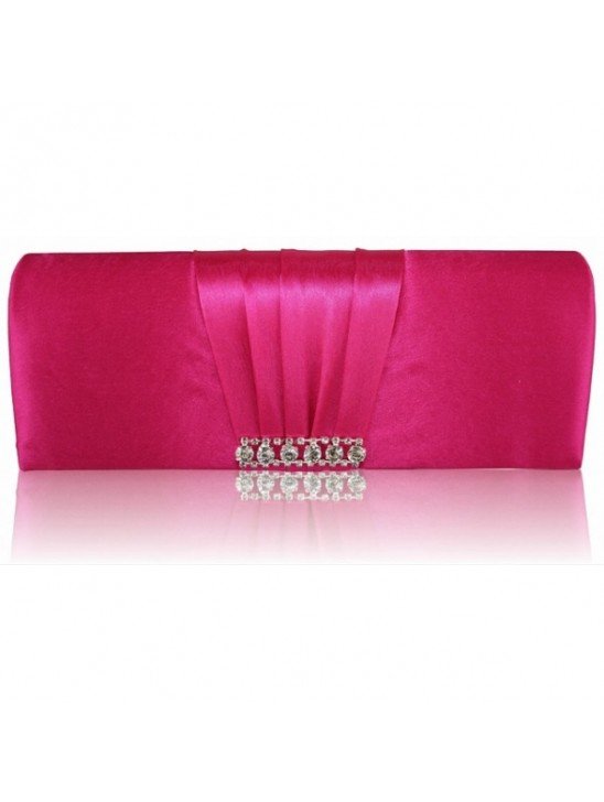 Pink Crystal Satin Clutch/Evening Bag