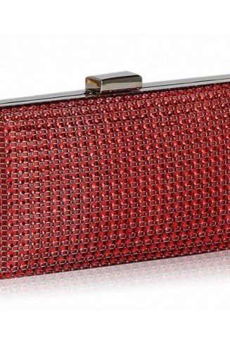 Red Sparkly Satin Crystal Evening Clutch Bag